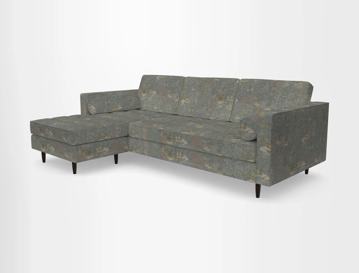 Marylebone RHF Corner Unit in Clever Tough And Eco Velvet Chrome