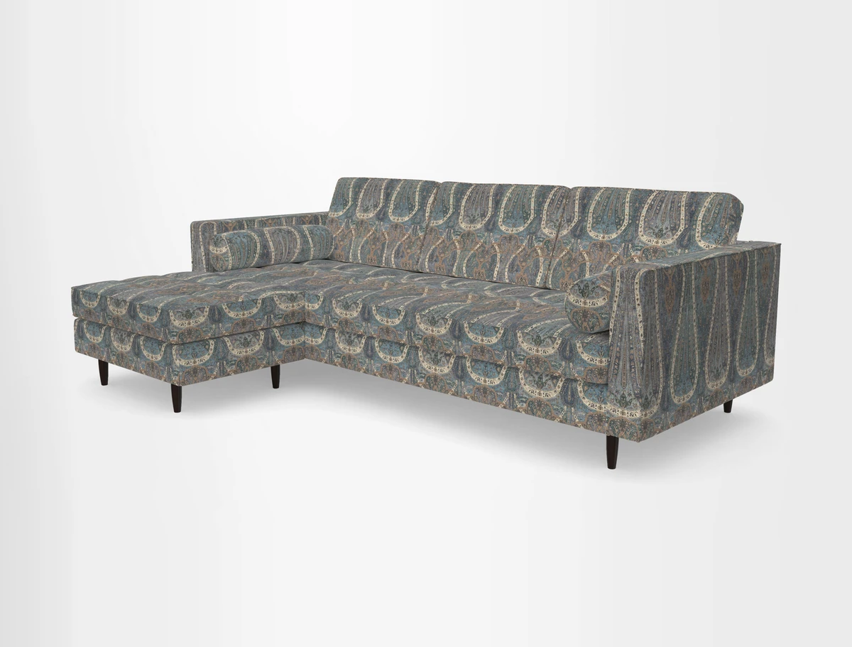 Marylebone RHF Corner Unit in Clever Tough And Eco Velvet Chrome