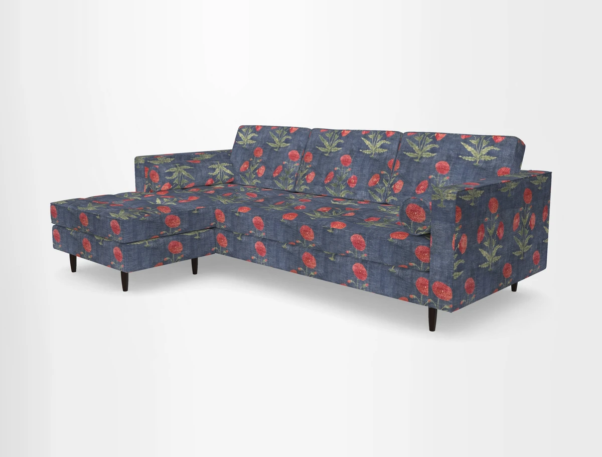 Marylebone RHF Corner Unit in Clever Tough And Eco Velvet Chrome