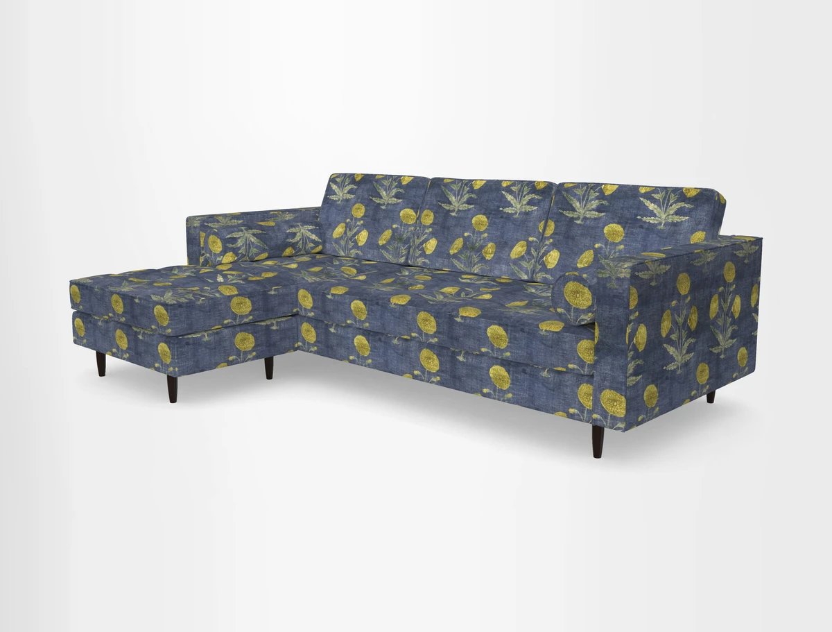 Marylebone RHF Corner Unit in Clever Tough And Eco Velvet Chrome