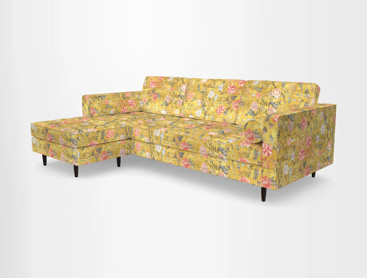 Marylebone RHF Corner Unit in Clever Tough And Eco Velvet Chrome