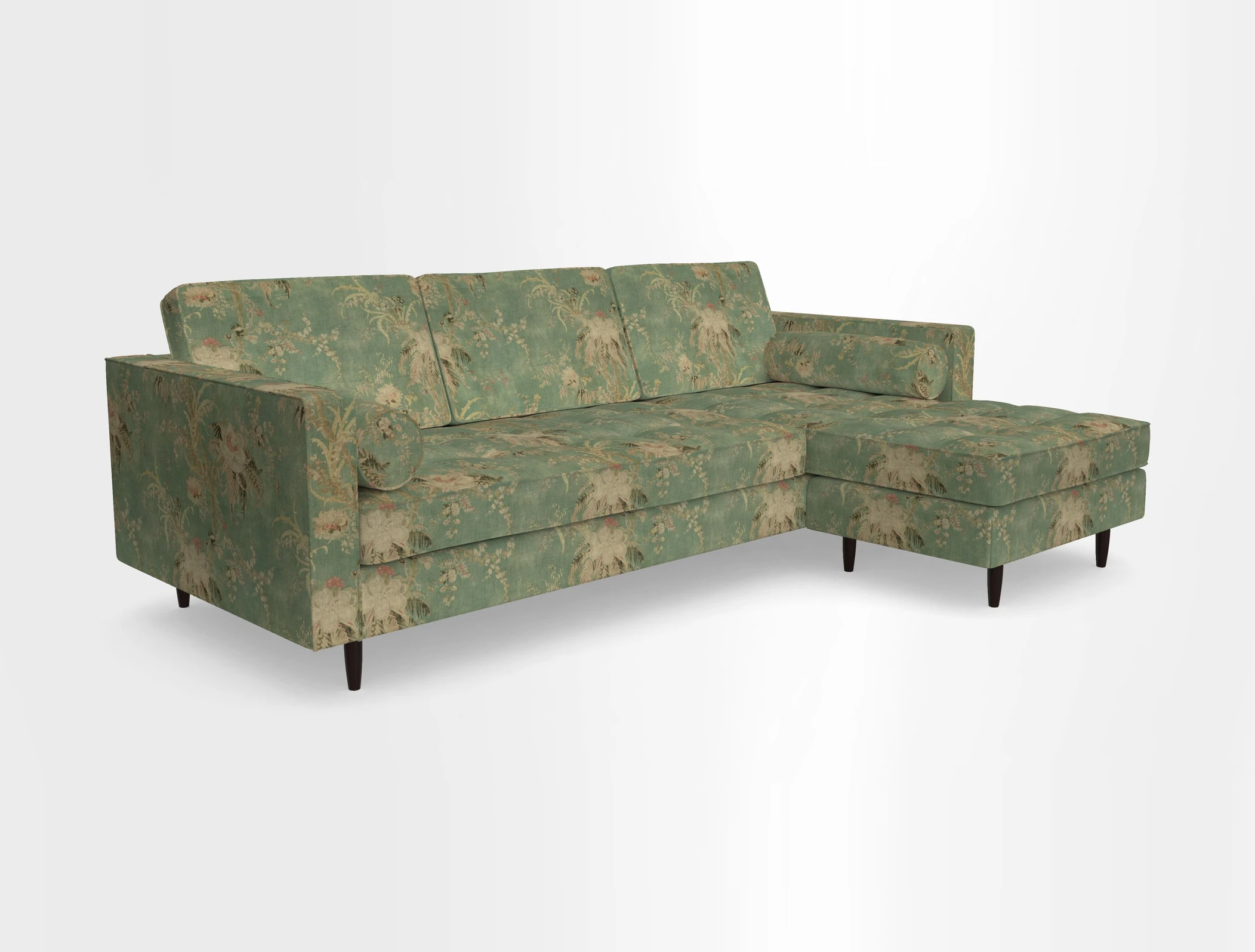 Marylebone LHF Corner Unit in Clever Tough And Eco Velvet Chrome