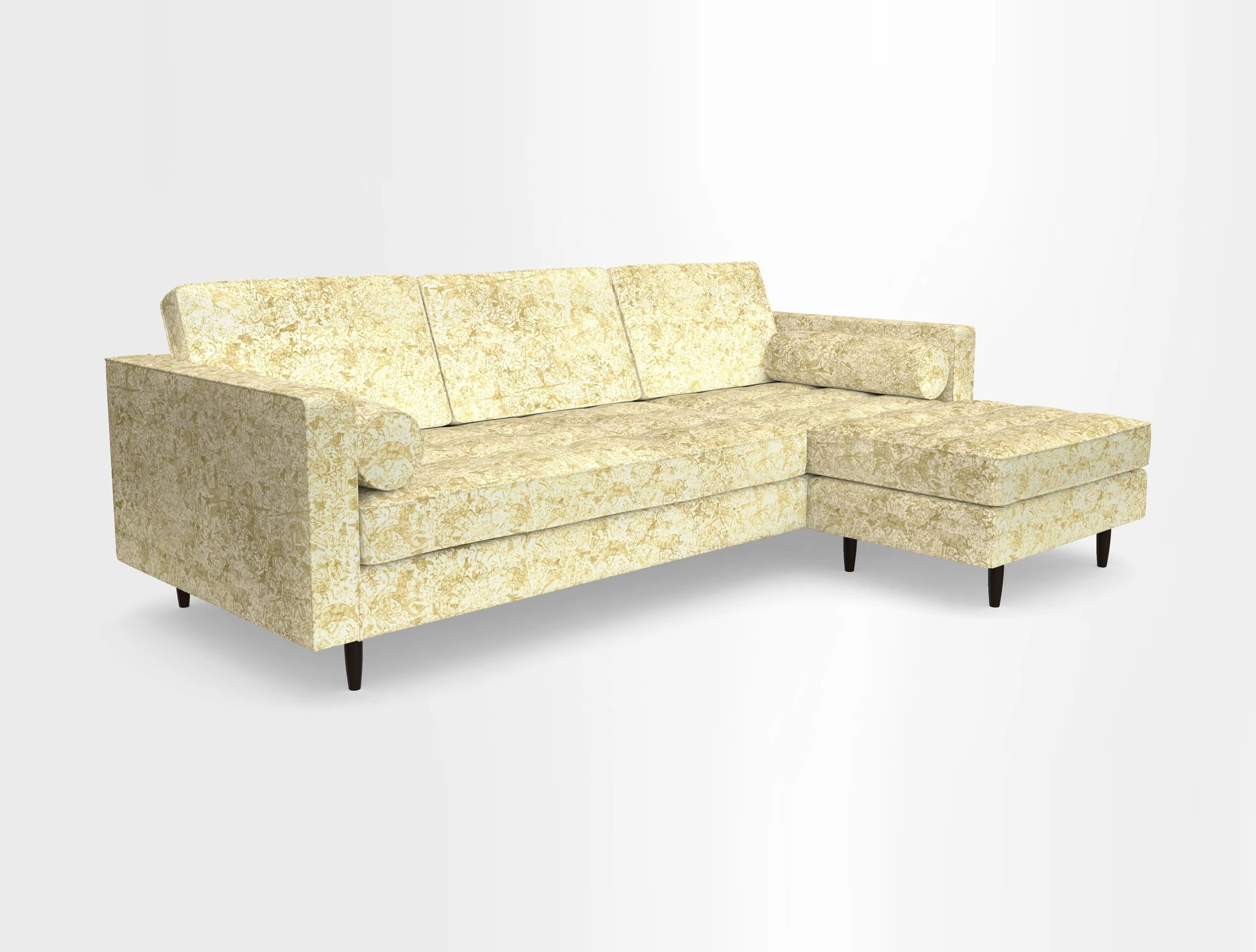 Marylebone LHF Corner Unit in Clever Tough And Eco Velvet Chrome
