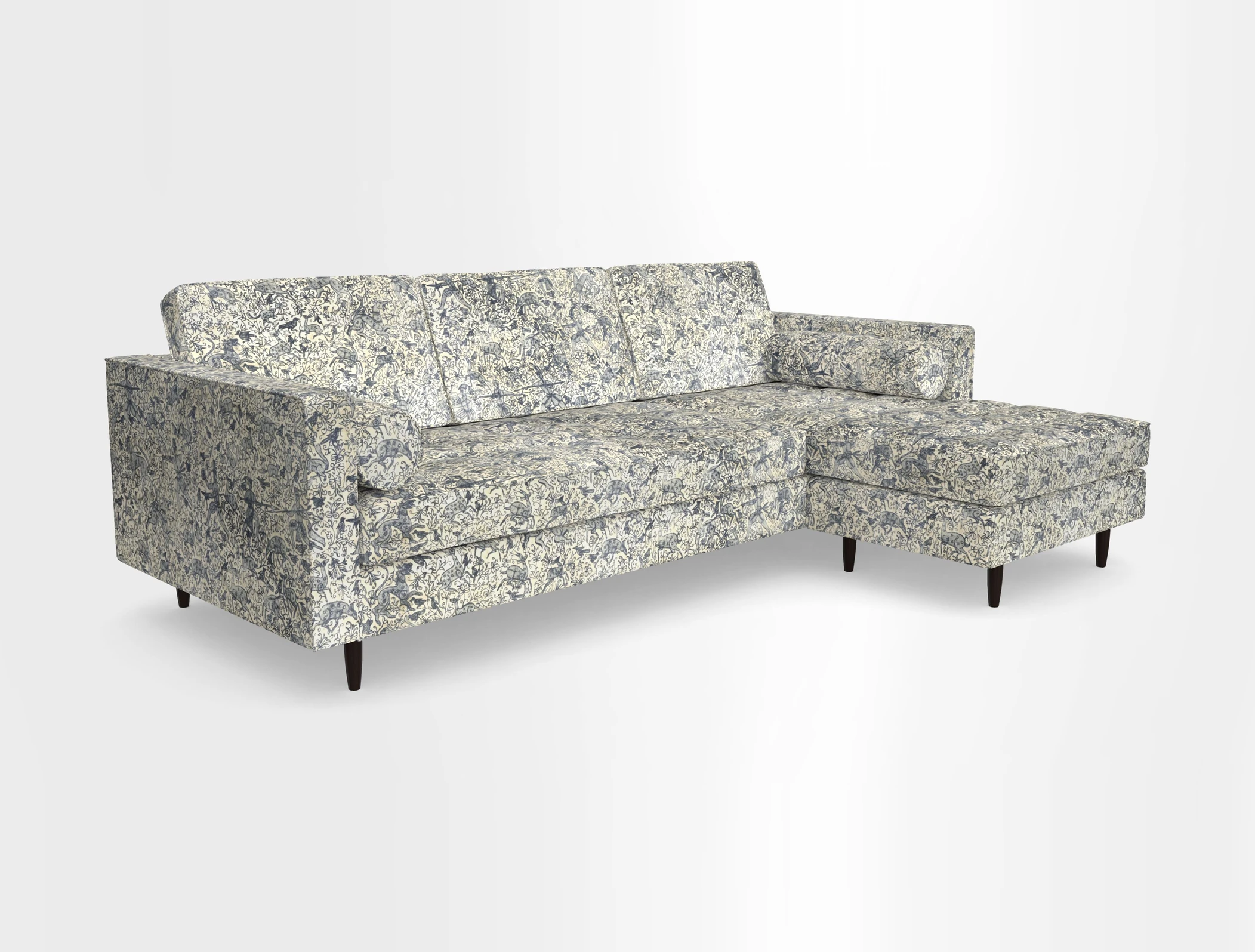 Marylebone LHF Corner Unit in Clever Tough And Eco Velvet Chrome