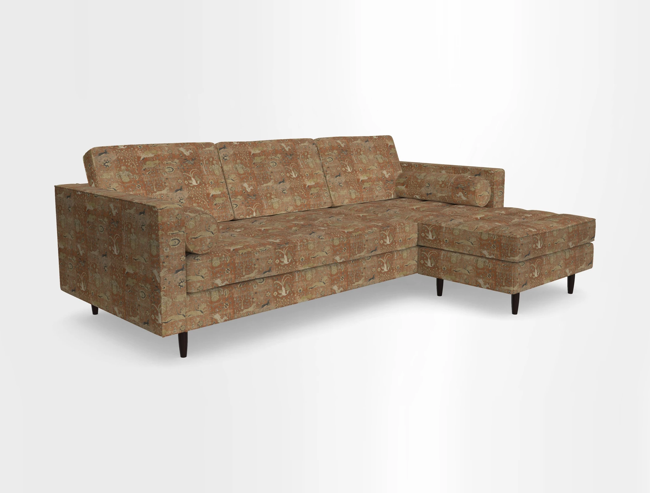 Marylebone LHF Corner Unit in Clever Tough And Eco Velvet Chrome