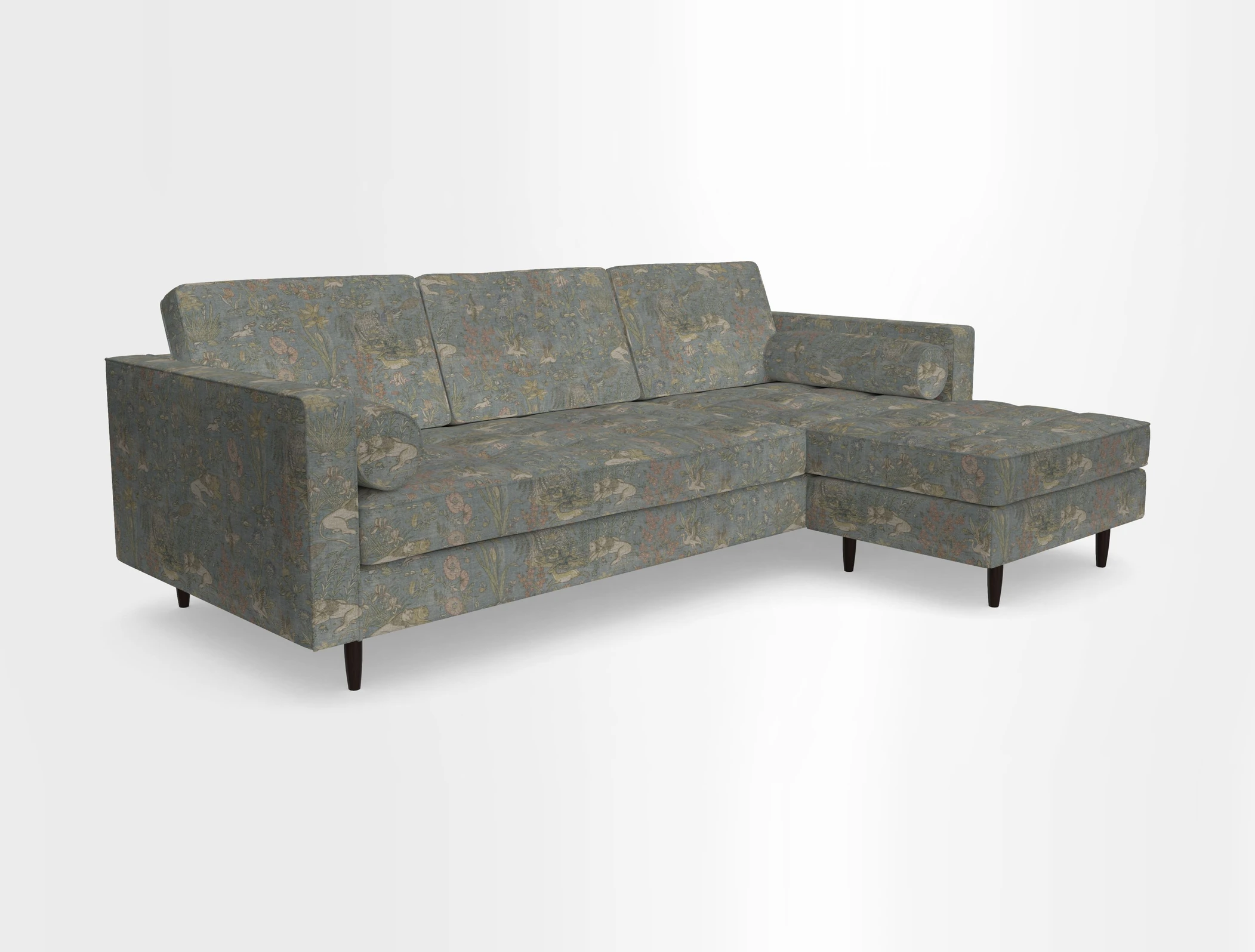Marylebone LHF Corner Unit in Clever Tough And Eco Velvet Chrome