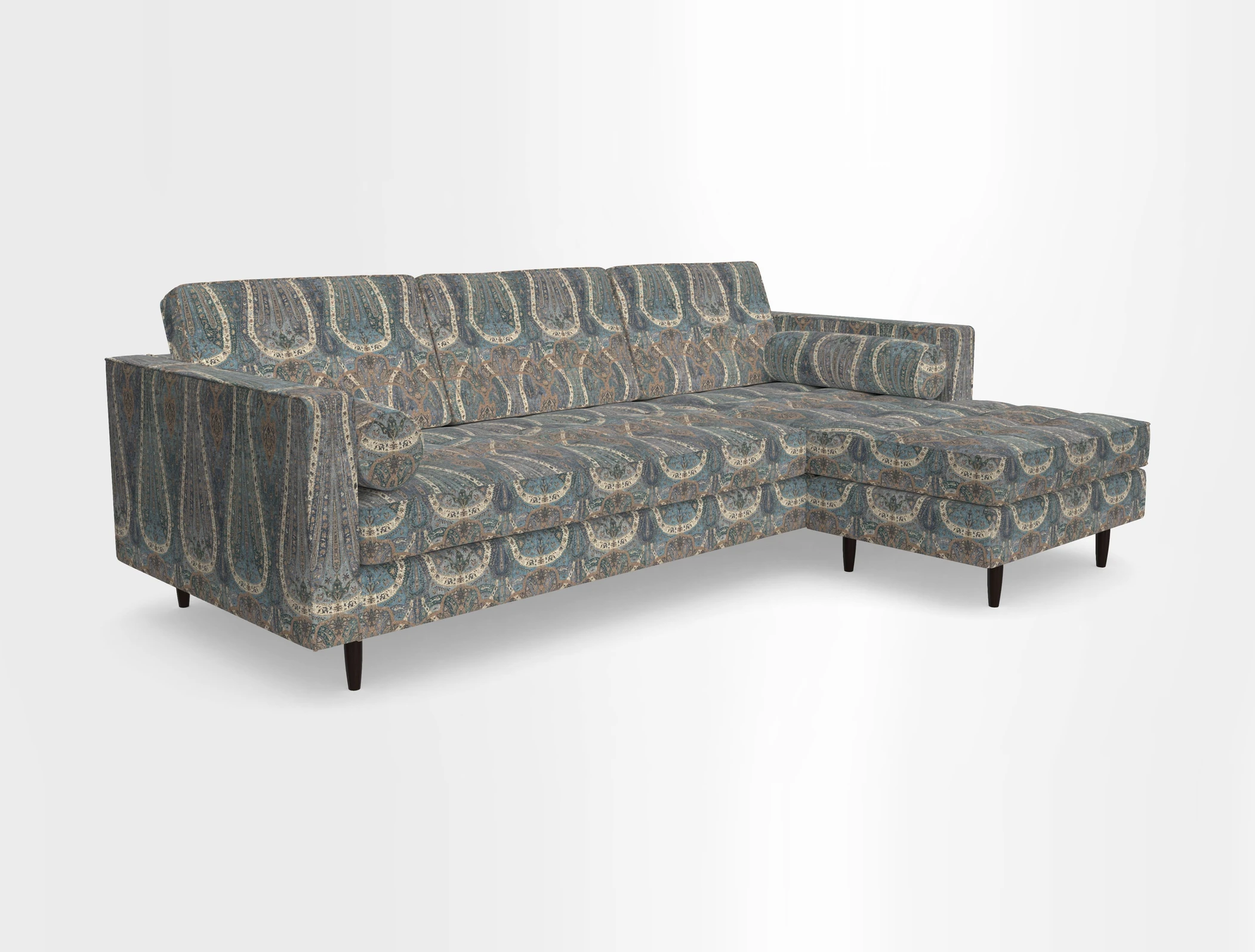 Marylebone LHF Corner Unit in Clever Tough And Eco Velvet Chrome