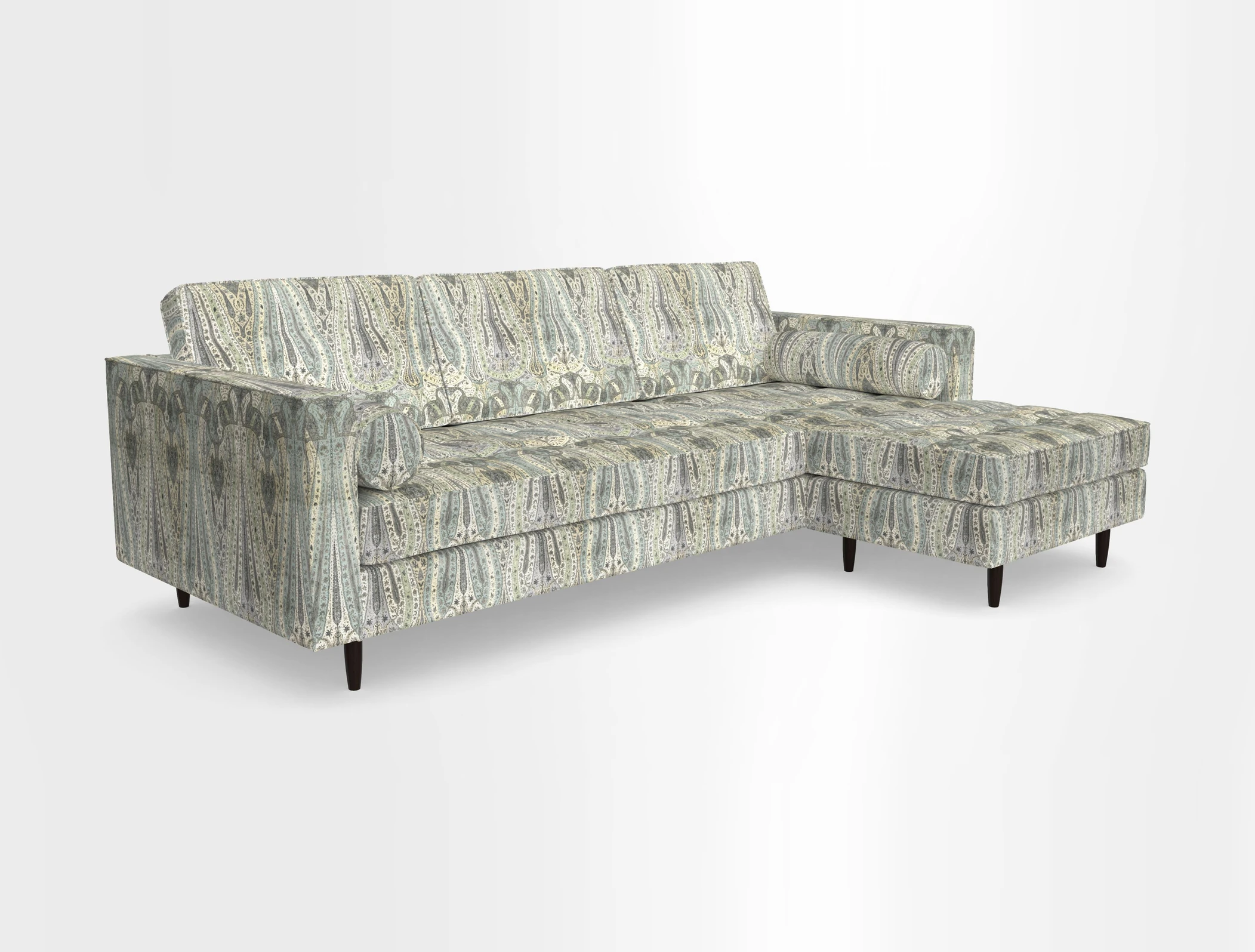 Marylebone LHF Corner Unit in Clever Tough And Eco Velvet Chrome