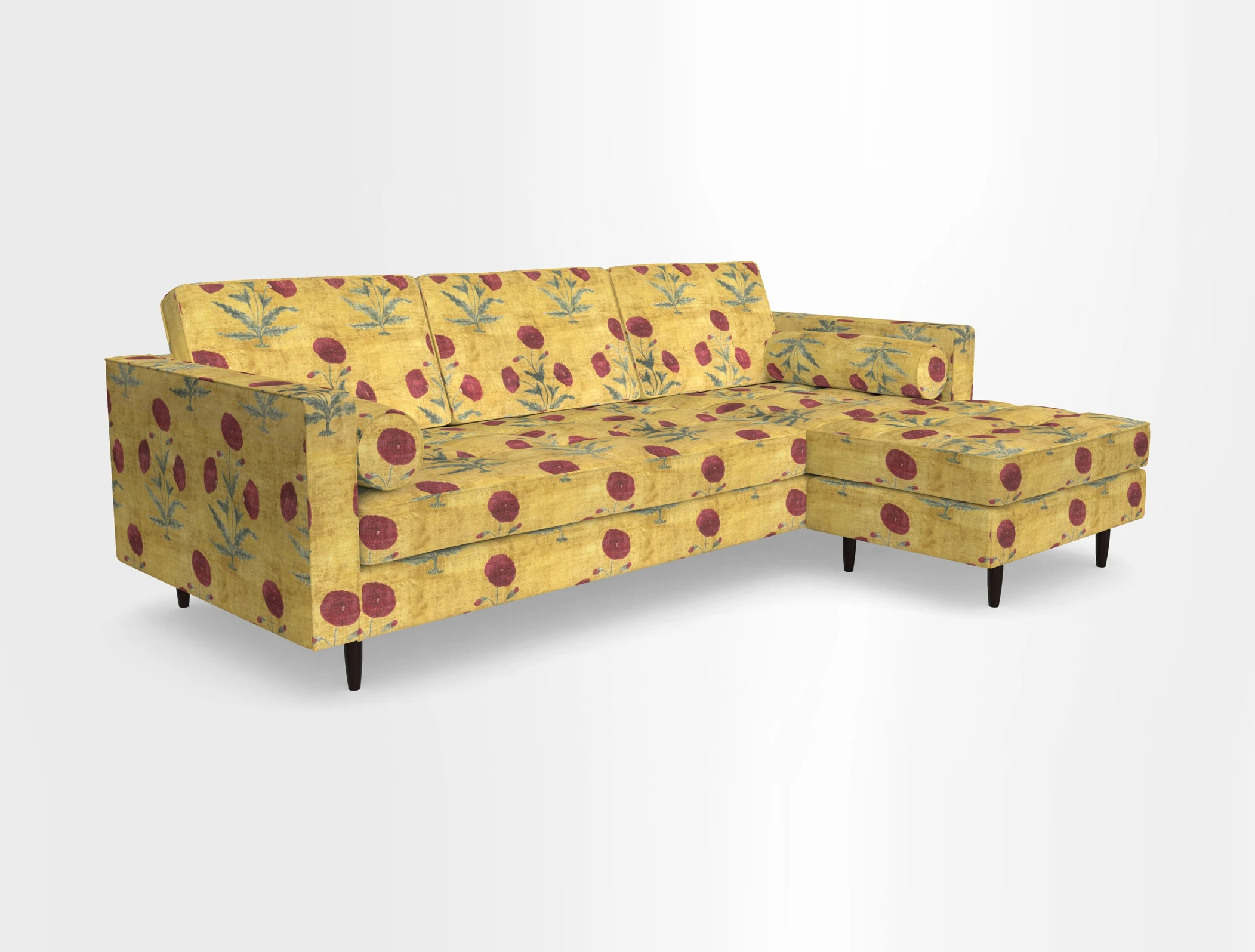 Marylebone LHF Corner Unit in Clever Tough And Eco Velvet Chrome