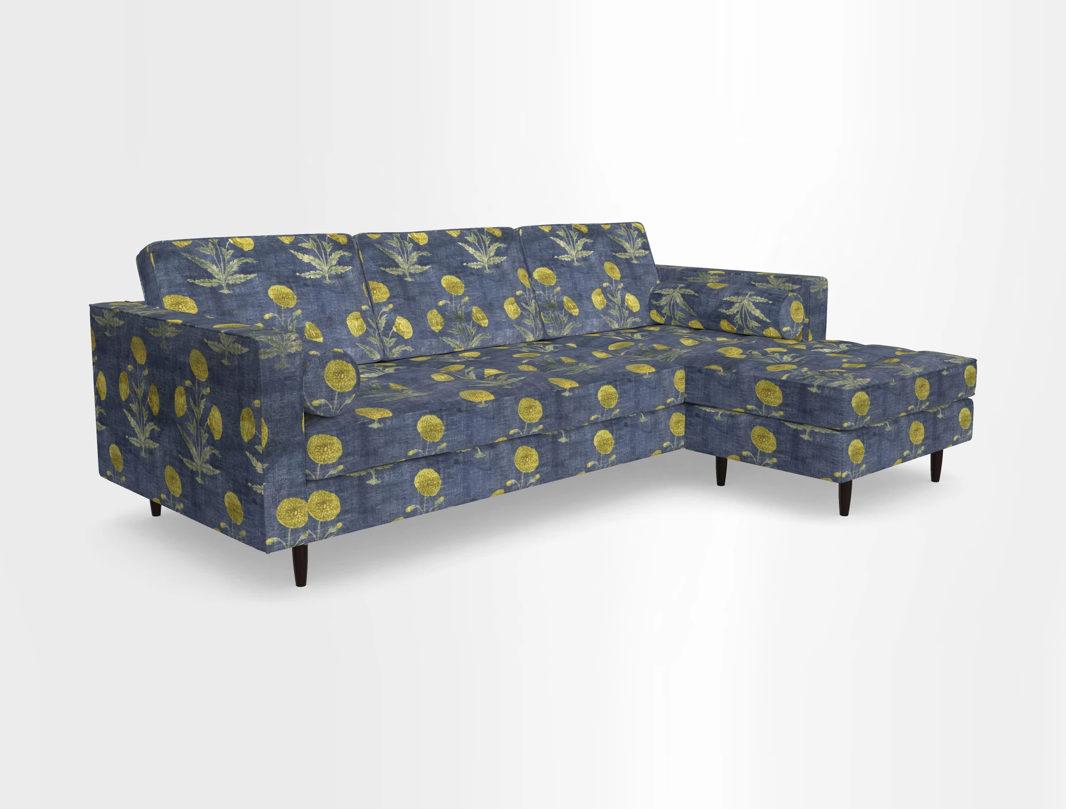 Marylebone LHF Corner Unit in Clever Tough And Eco Velvet Chrome