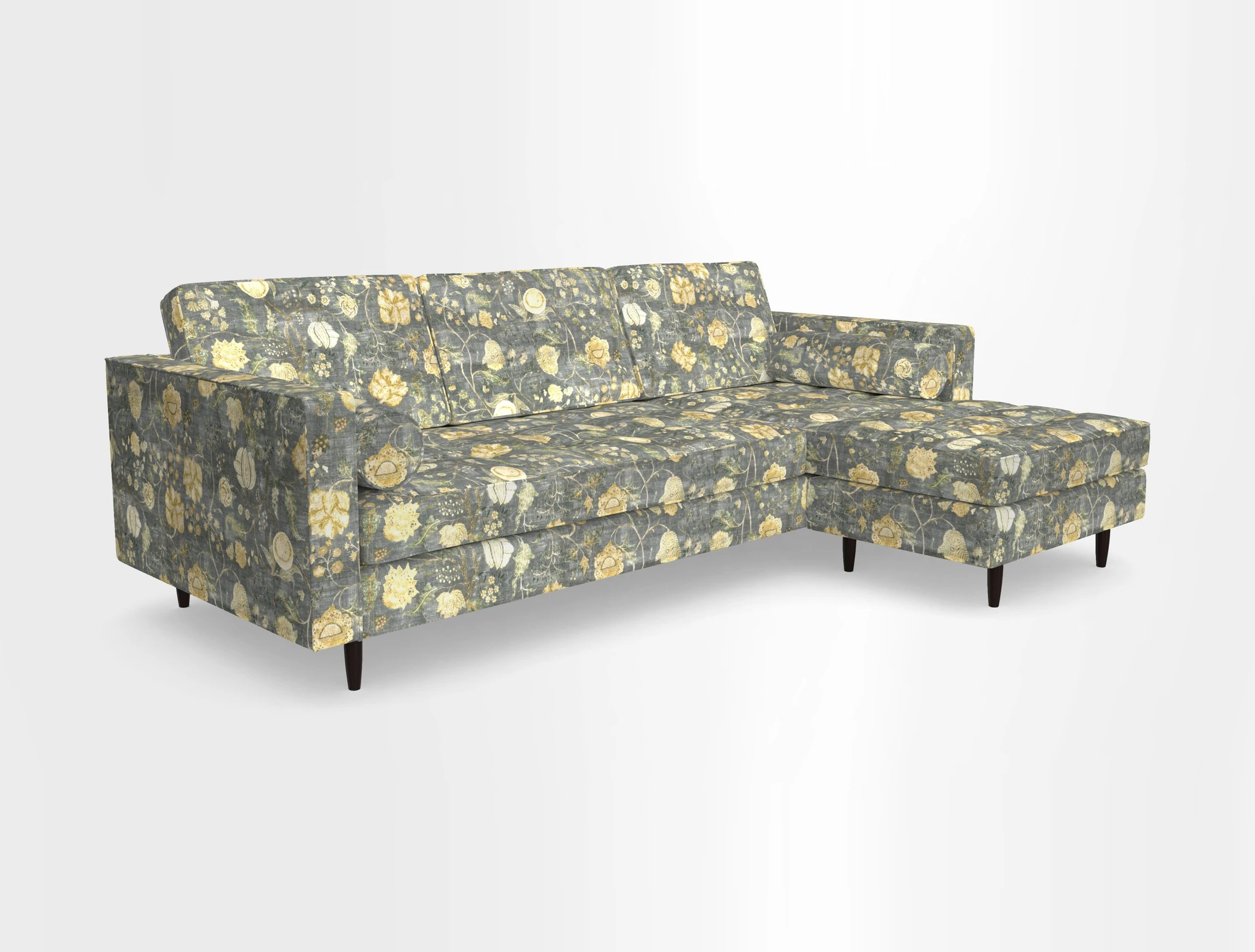 Marylebone LHF Corner Unit in Clever Tough And Eco Velvet Chrome