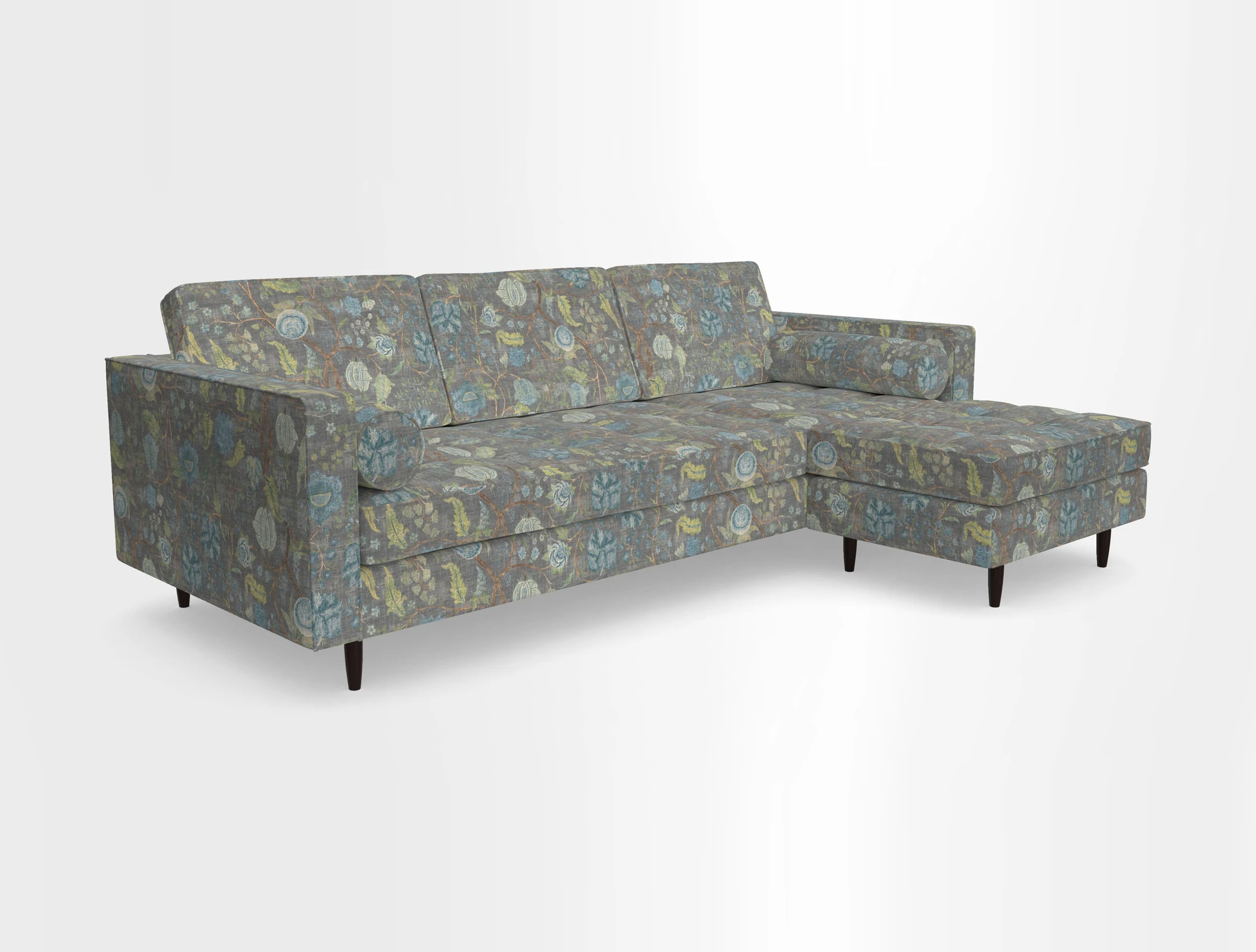 Marylebone LHF Corner Unit in Clever Tough And Eco Velvet Chrome