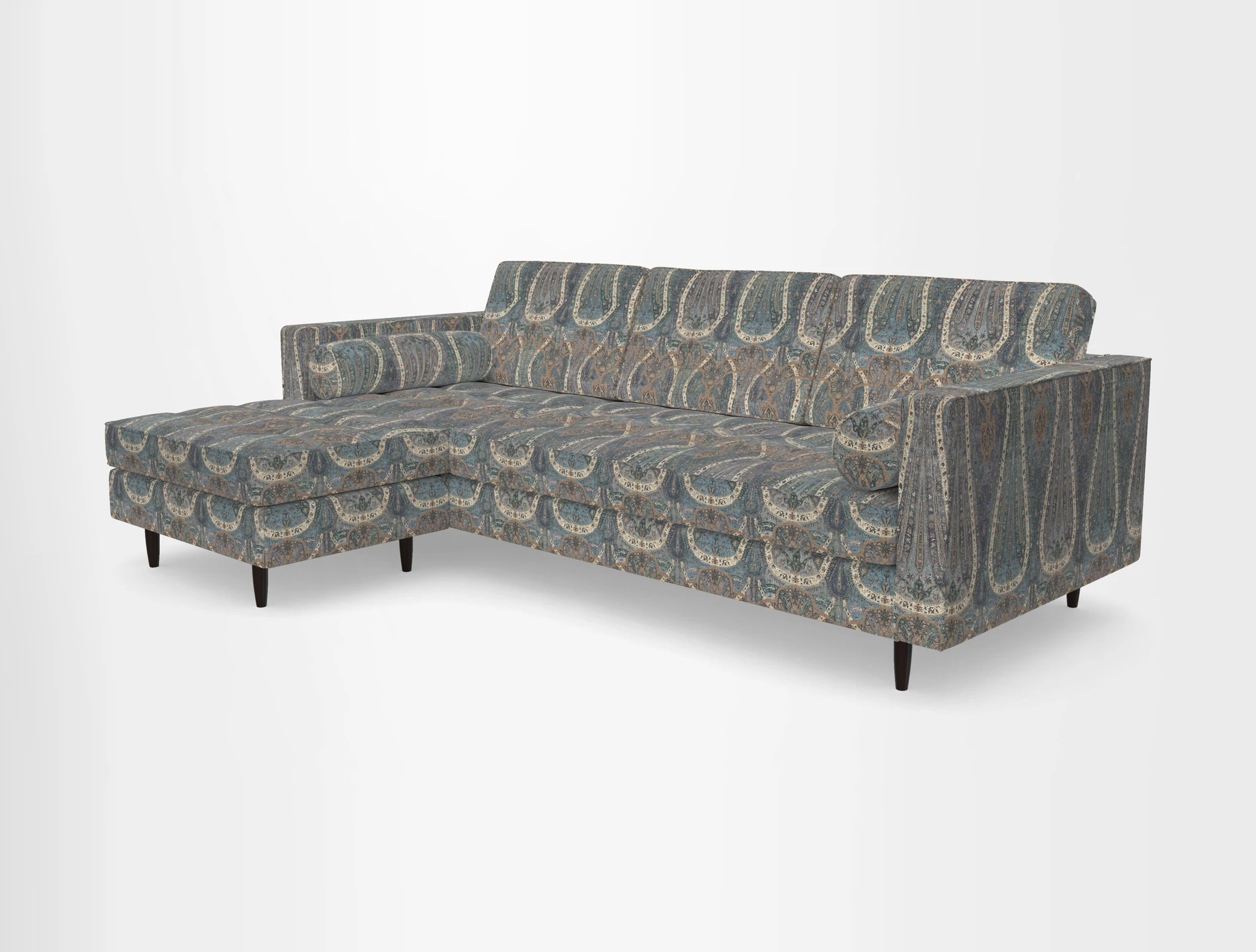 Marylebone RHF Corner Unit in Clever Tough And Eco Velvet Chrome