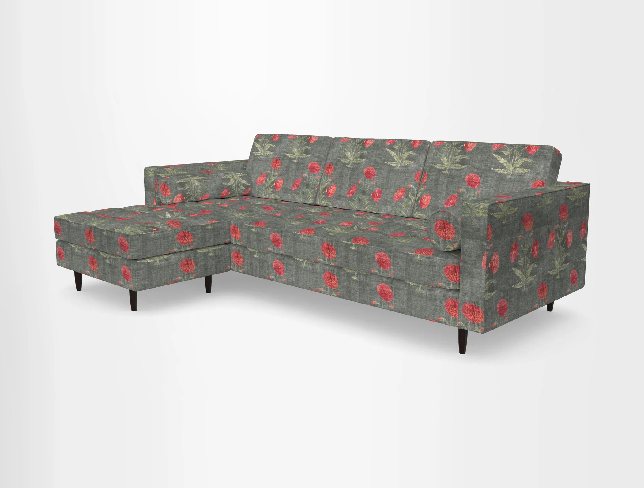 Marylebone RHF Corner Unit in Clever Tough And Eco Velvet Chrome