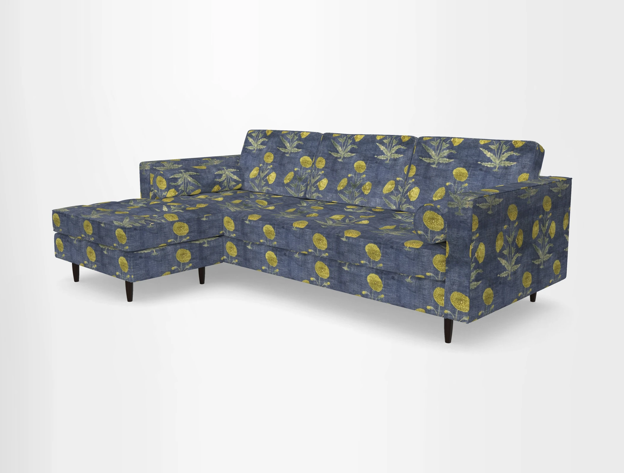 Marylebone RHF Corner Unit in Clever Tough And Eco Velvet Chrome
