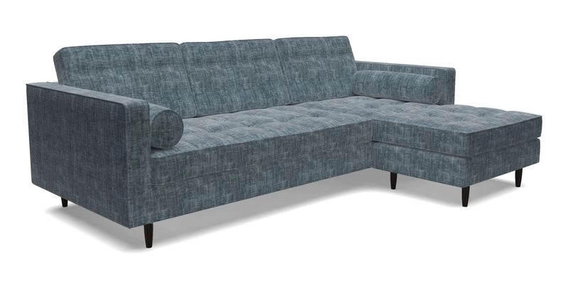 Marylebone LHF Corner Unit in Clever Tough And Eco Velvet Chrome