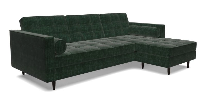 Marylebone LHF Corner Unit in Clever Tough And Eco Velvet Chrome