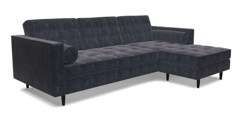 Marylebone LHF Corner Unit in Clever Tough And Eco Velvet Chrome