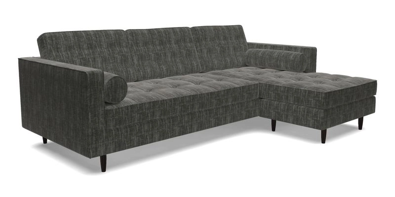 Marylebone LHF Corner Unit in Clever Tough And Eco Velvet Chrome