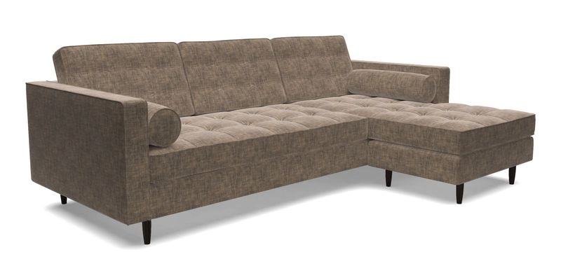 Marylebone LHF Corner Unit in Clever Tough And Eco Velvet Chrome