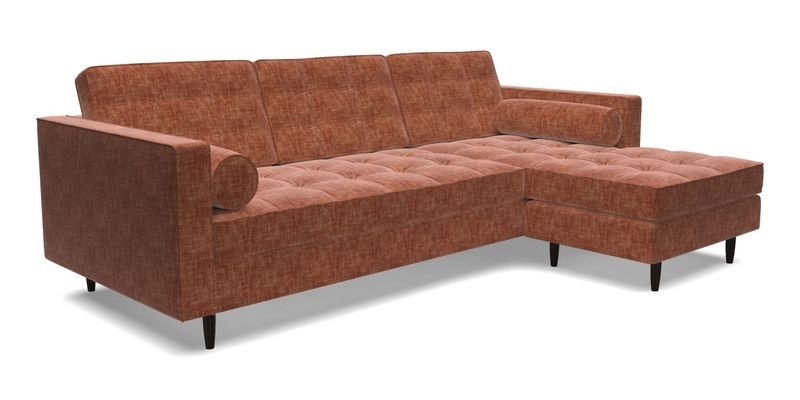 Marylebone LHF Corner Unit in Clever Tough And Eco Velvet Chrome