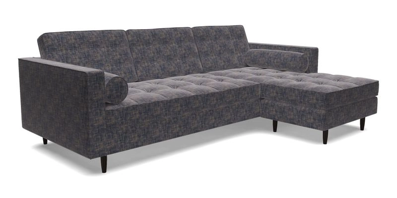 Marylebone LHF Corner Unit in Clever Tough And Eco Velvet Chrome