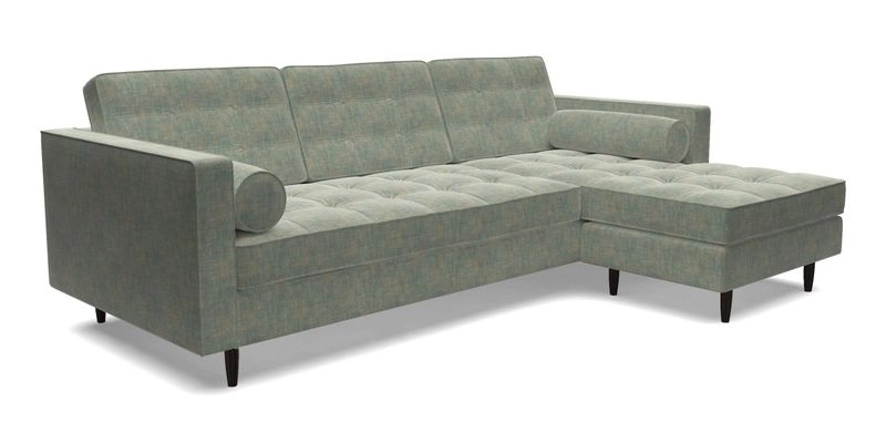 Marylebone LHF Corner Unit in Clever Tough And Eco Velvet Chrome