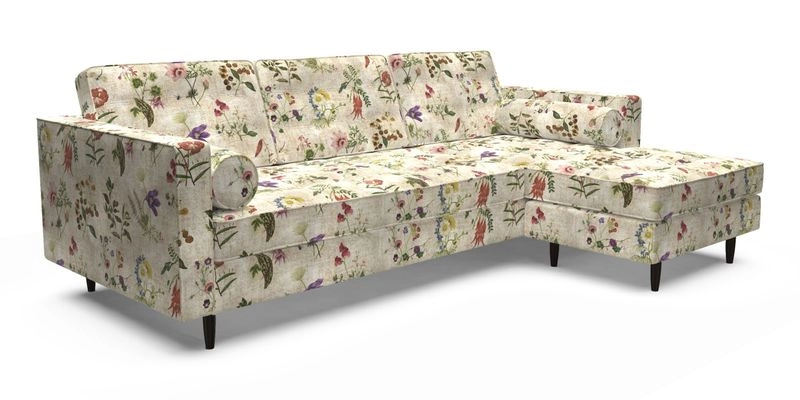 Marylebone LHF Corner Unit in Clever Tough And Eco Velvet Chrome