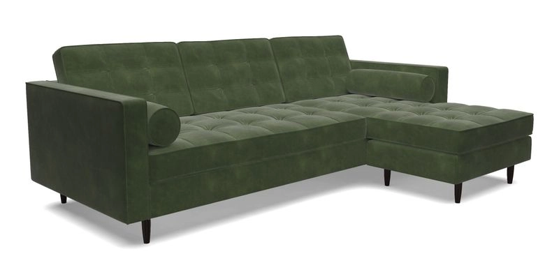 Marylebone LHF Corner Unit in Clever Tough And Eco Velvet Chrome