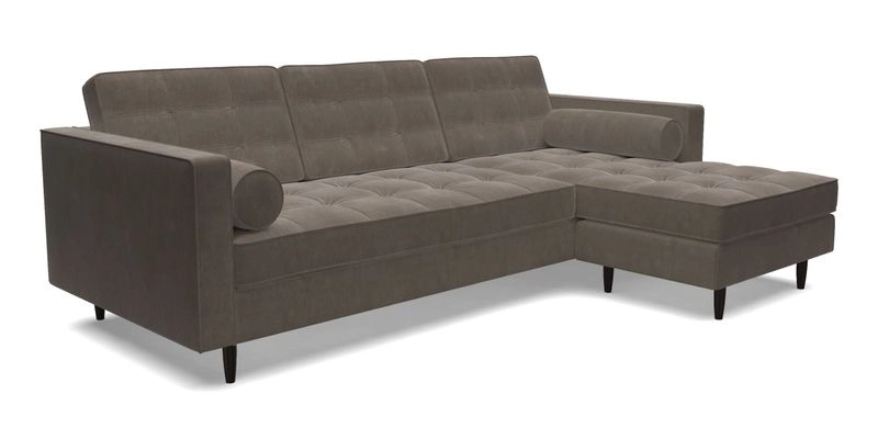 Marylebone LHF Corner Unit in Clever Tough And Eco Velvet Chrome