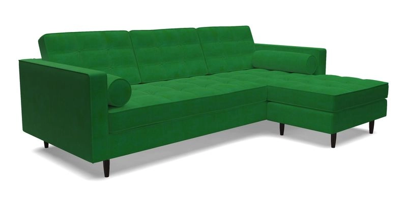 Marylebone LHF Corner Unit in Clever Tough And Eco Velvet Chrome