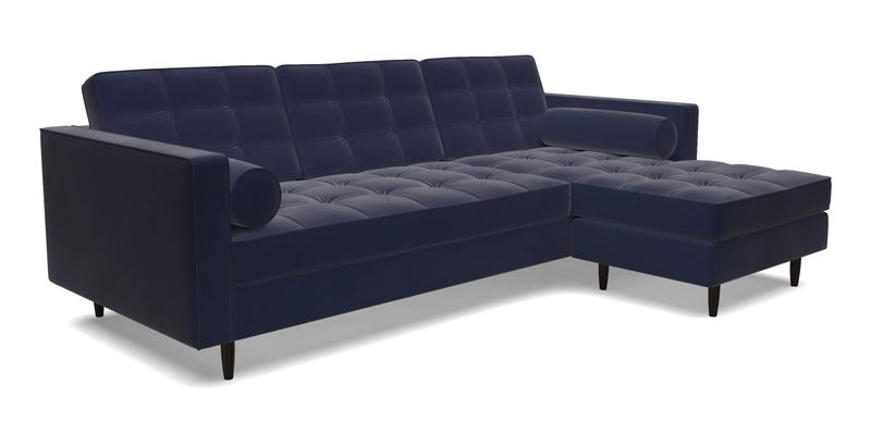 Marylebone LHF Corner Unit in Clever Tough And Eco Velvet Chrome