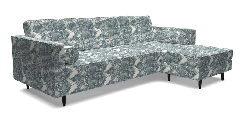 Marylebone LHF Corner Unit in Clever Tough And Eco Velvet Chrome