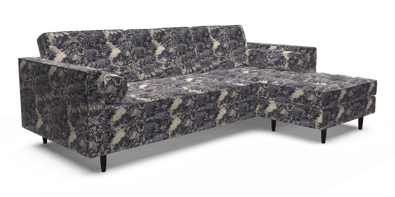 Marylebone LHF Corner Unit in Clever Tough And Eco Velvet Chrome