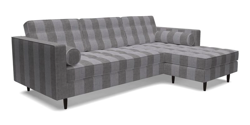 Marylebone LHF Corner Unit in Clever Tough And Eco Velvet Chrome