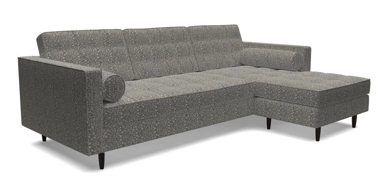 Marylebone LHF Corner Unit in Clever Tough And Eco Velvet Chrome