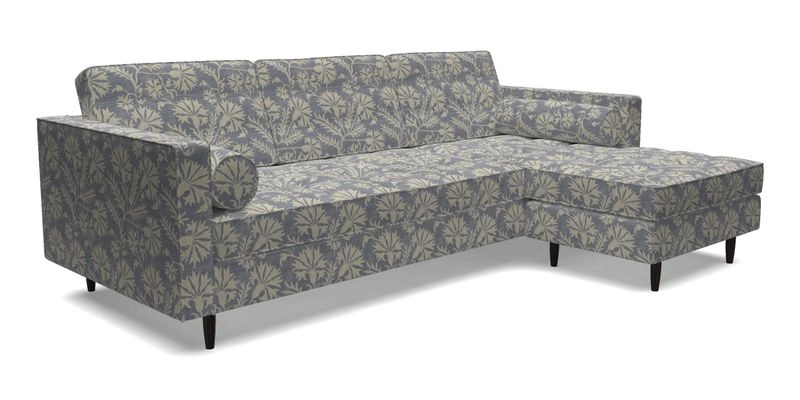 Marylebone LHF Corner Unit in Clever Tough And Eco Velvet Chrome