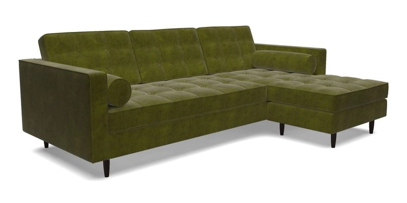 Marylebone LHF Corner Unit in Clever Tough And Eco Velvet Chrome