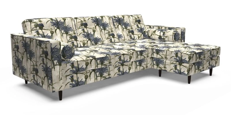 Marylebone LHF Corner Unit in Clever Tough And Eco Velvet Chrome