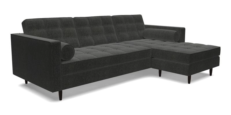 Marylebone LHF Corner Unit in Clever Tough And Eco Velvet Chrome