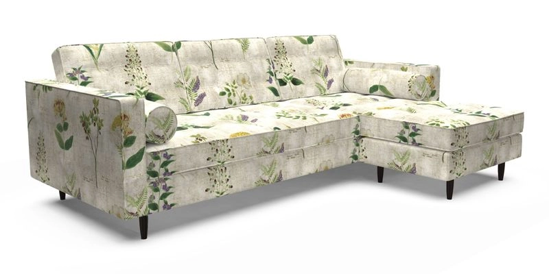 Marylebone LHF Corner Unit in Clever Tough And Eco Velvet Chrome