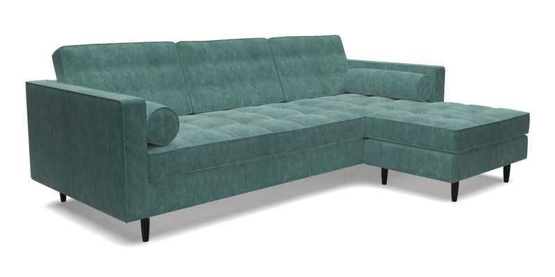 Marylebone LHF Corner Unit in Clever Tough And Eco Velvet Chrome