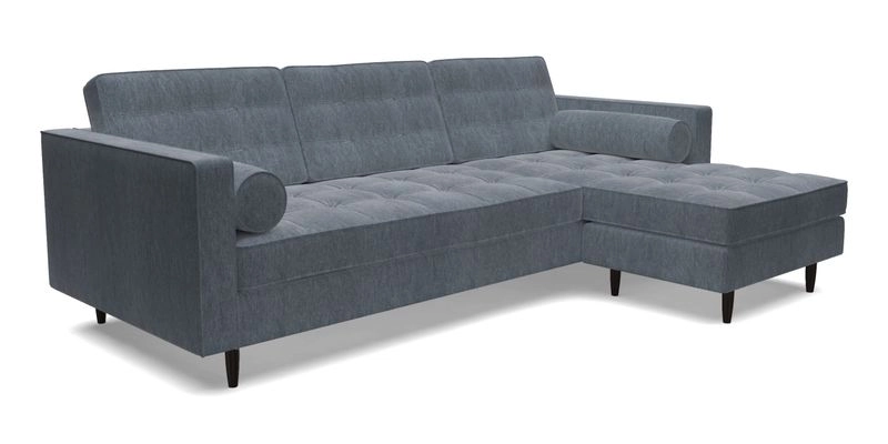 Marylebone LHF Corner Unit in Clever Tough And Eco Velvet Chrome