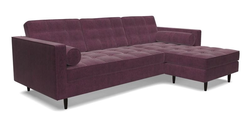 Marylebone LHF Corner Unit in Clever Tough And Eco Velvet Chrome