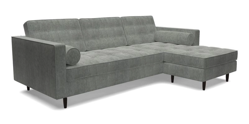 Marylebone LHF Corner Unit in Clever Tough And Eco Velvet Chrome