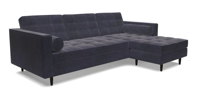 Marylebone LHF Corner Unit in Clever Tough And Eco Velvet Chrome