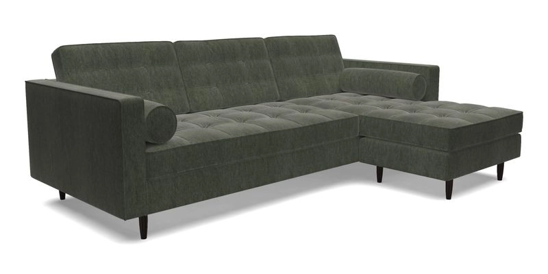 Marylebone LHF Corner Unit in Clever Tough And Eco Velvet Chrome