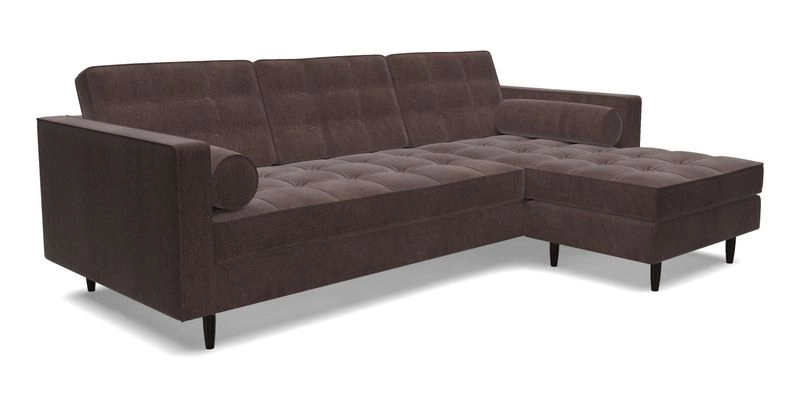 Marylebone LHF Corner Unit in Clever Tough And Eco Velvet Chrome