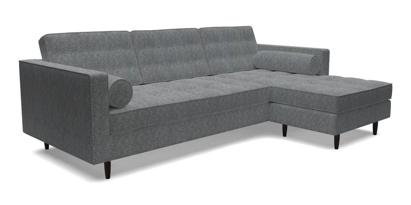 Marylebone LHF Corner Unit in Clever Tough And Eco Velvet Chrome