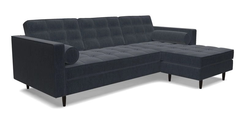 Marylebone LHF Corner Unit in Clever Tough And Eco Velvet Chrome